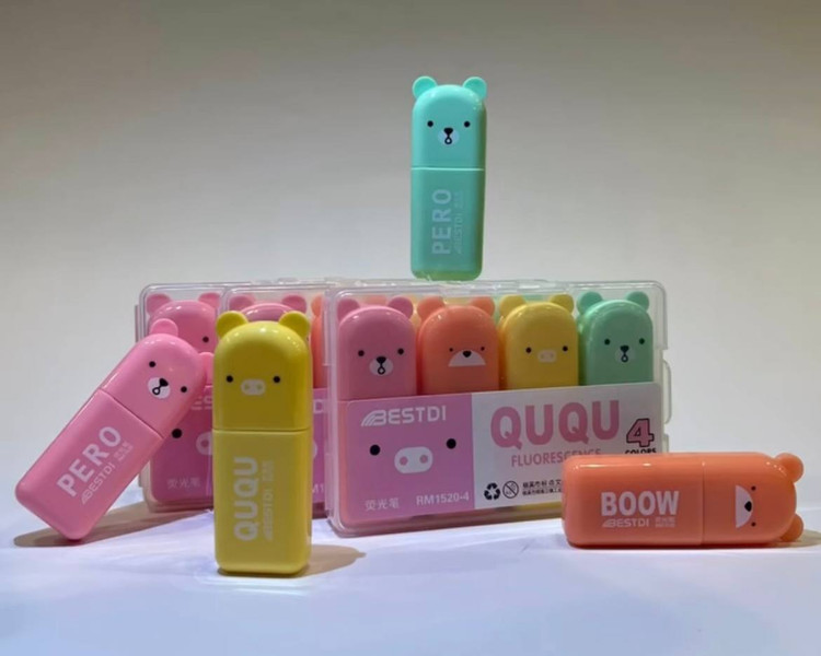 هایلایتر مینی خرسی پک ۴ عددی رنگی