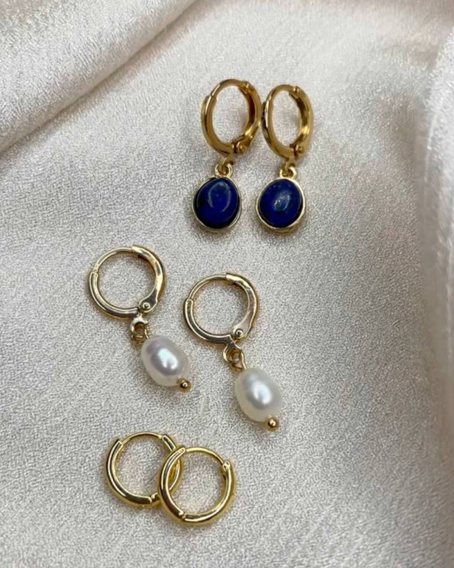 گوشواره طلایی سهتایی ظریف مناسب مجالس